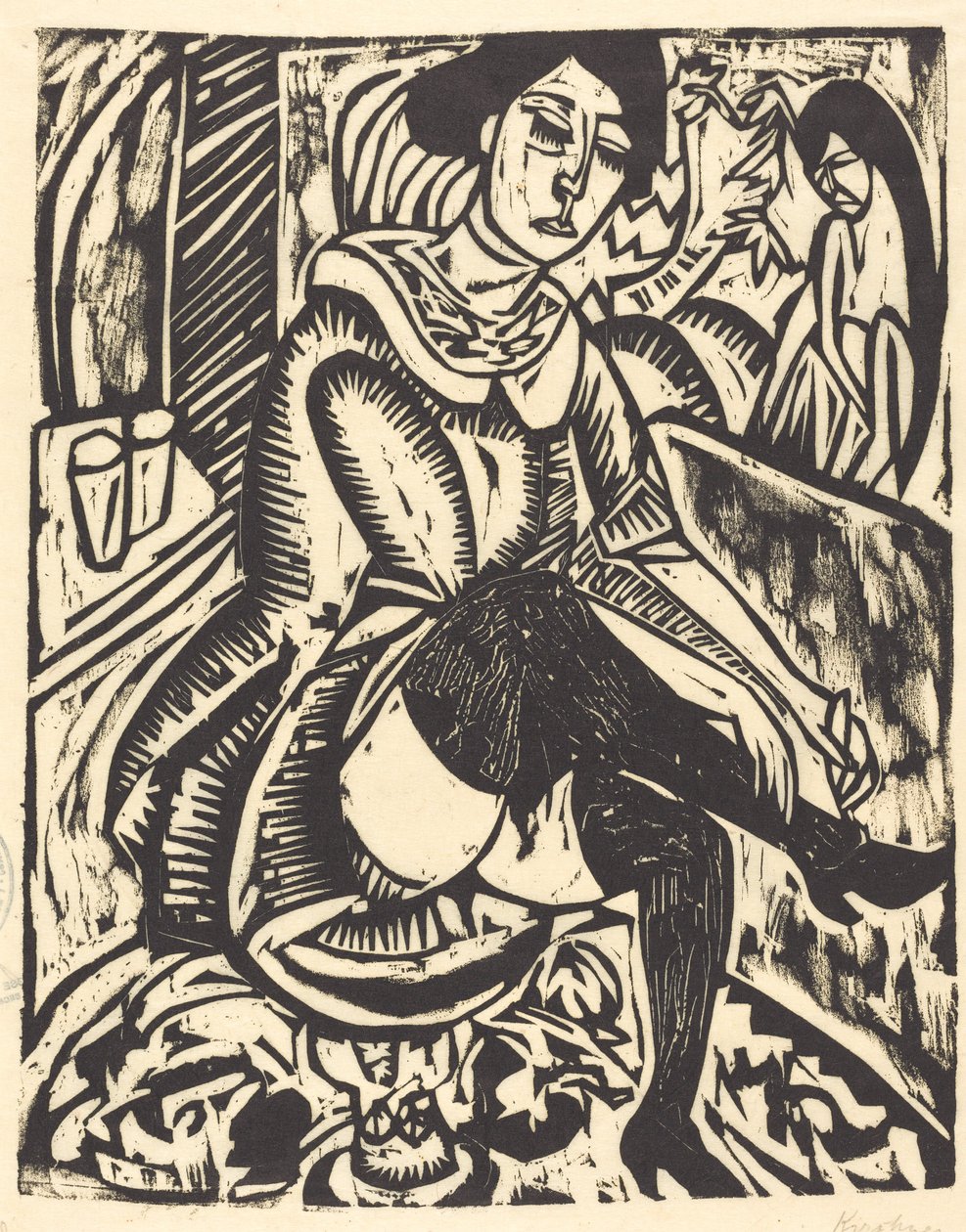 Kvinna som knyter sin sko Frau, Schuh Zuknopfend, 1912. av Ernst Ludwig Kirchner