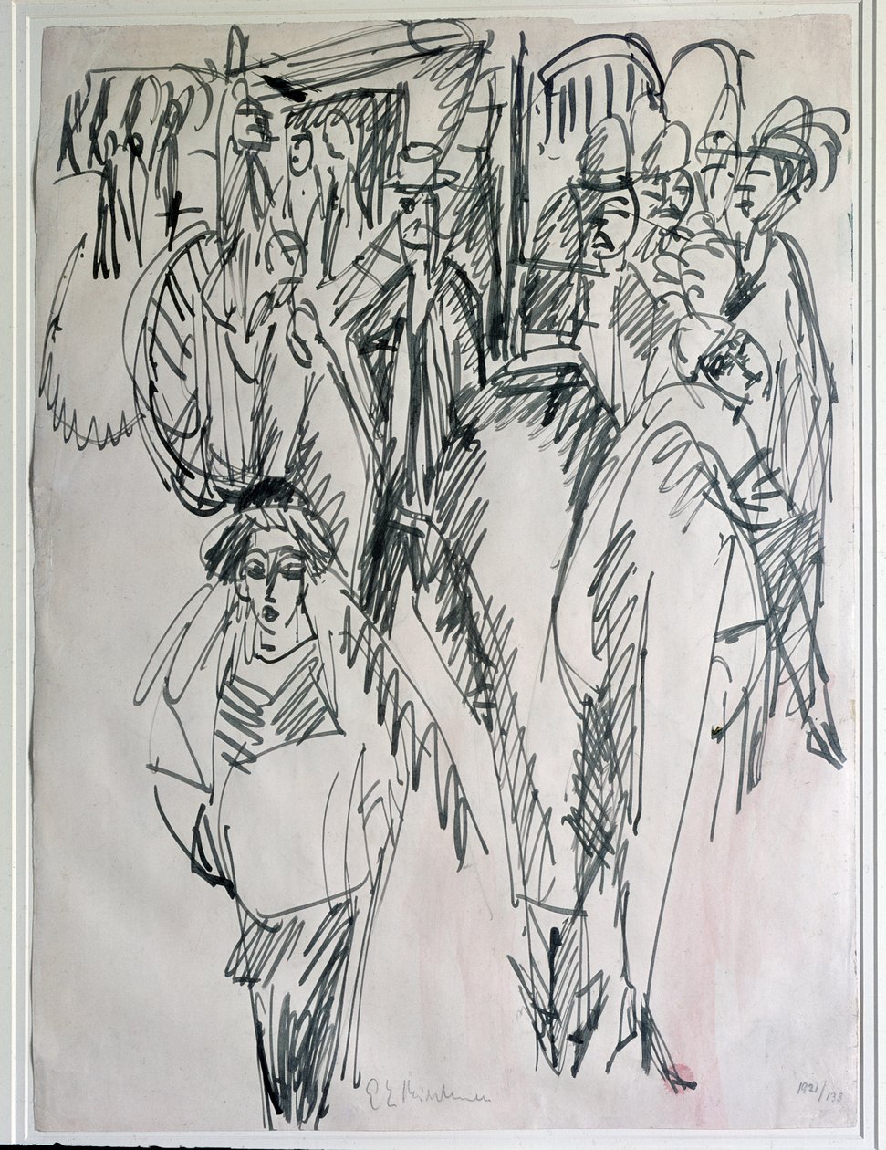 En gata i Berlin, Tyskland (ritning av Ernst Ludwig Kirchner