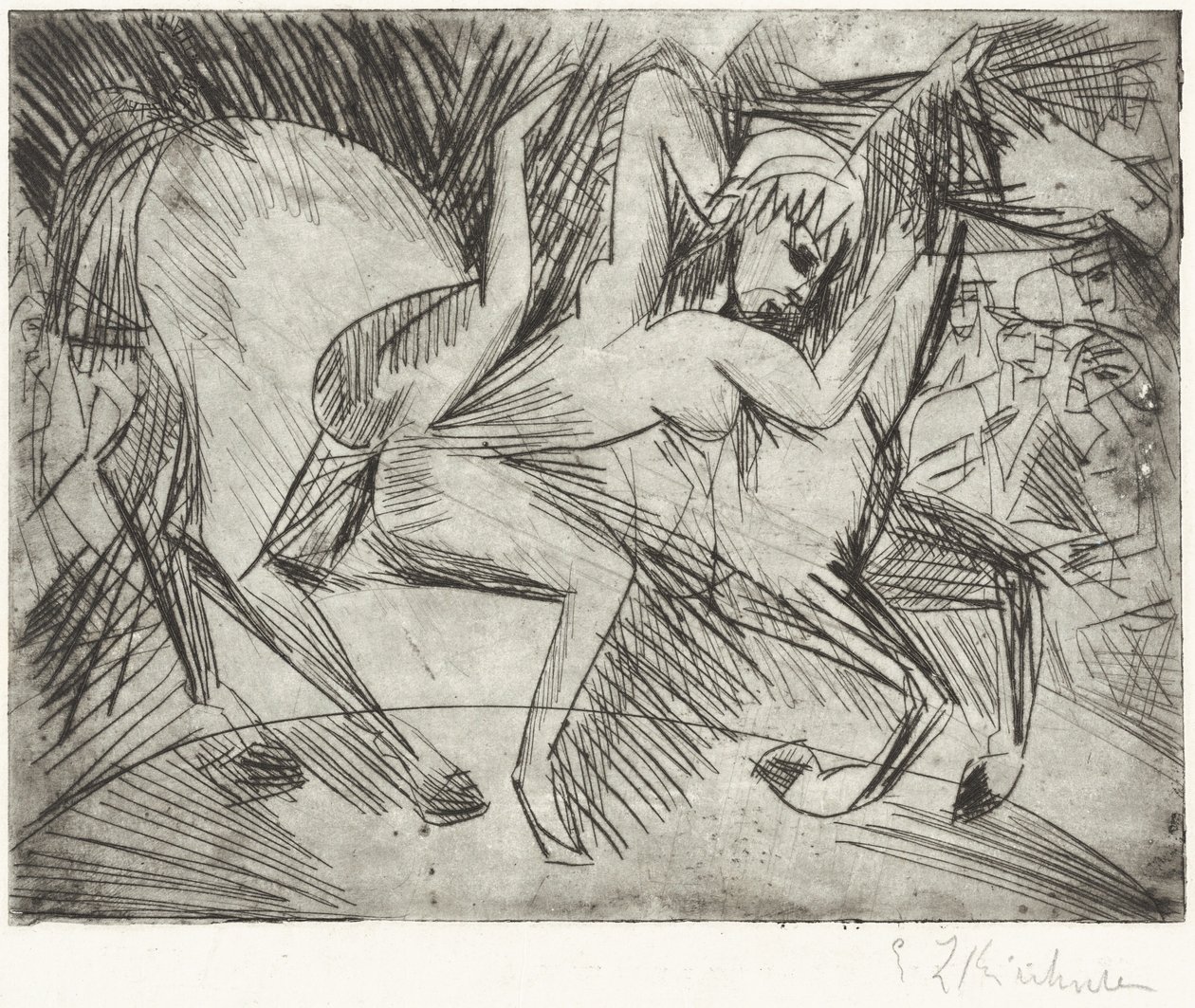 Akrobat på en häst (Voltigeuse på hästryggen) av Ernst Ludwig Kirchner