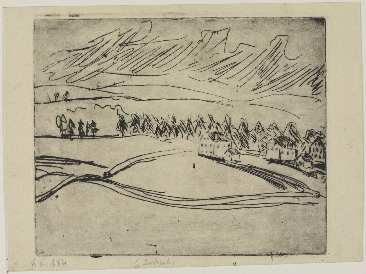 Åkrar och hus i Erzgebirge av Ernst Ludwig Kirchner