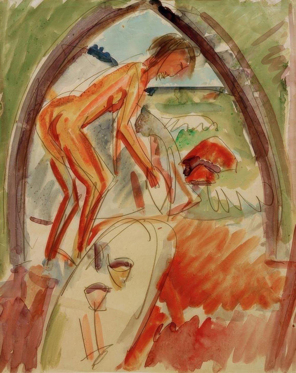 Naken i bågen av Ernst Ludwig Kirchner