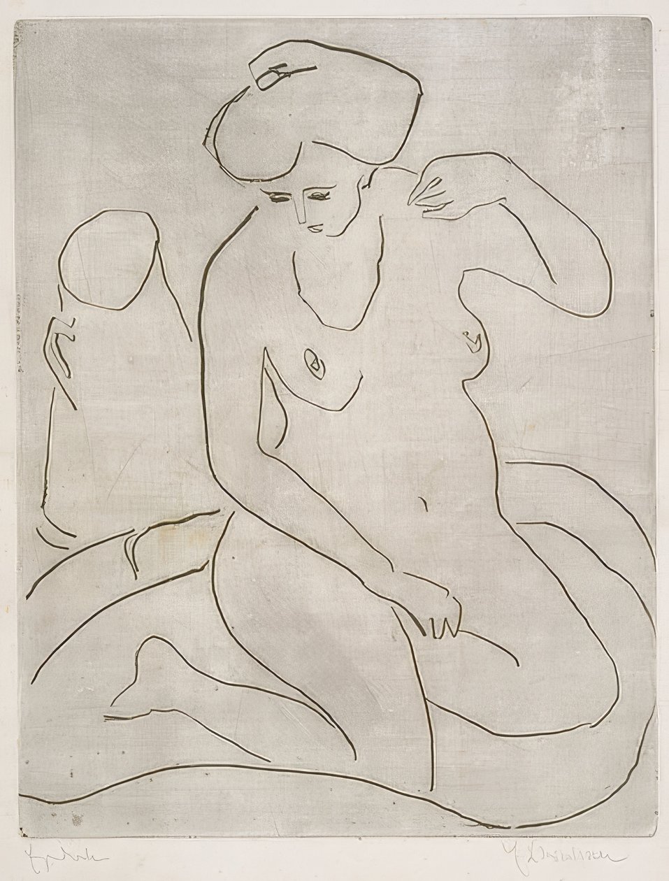 Naken i badkar med halsband. 1909 av Ernst Ludwig Kirchner
