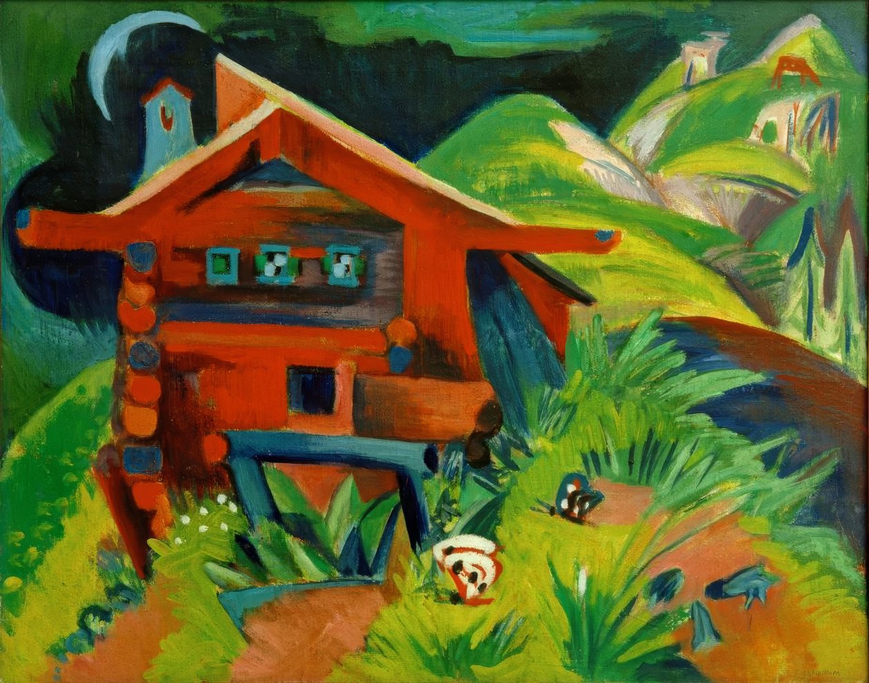fjällstuga; Röd Alfaus av Ernst Ludwig Kirchner