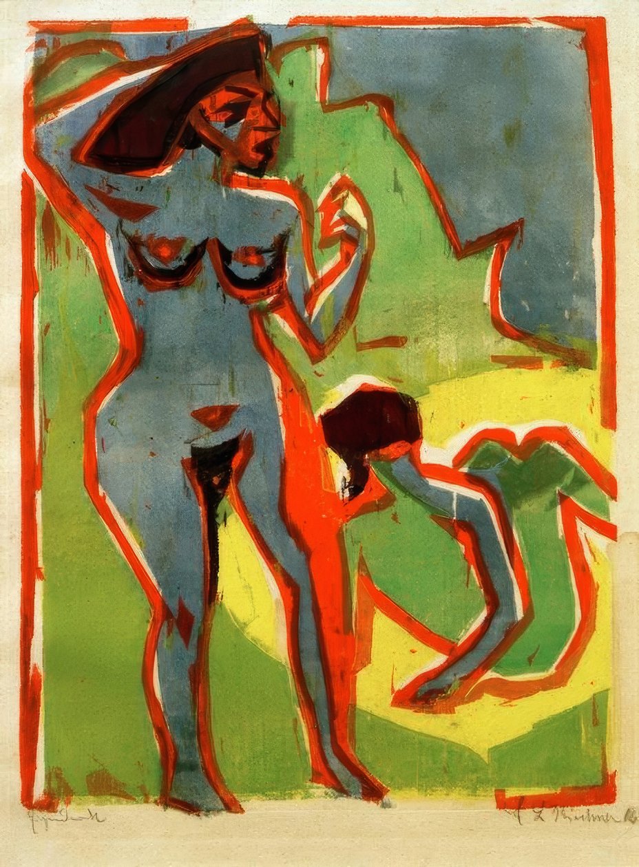 Badande kvinnor (Moritzburg) av Ernst Ludwig Kirchner