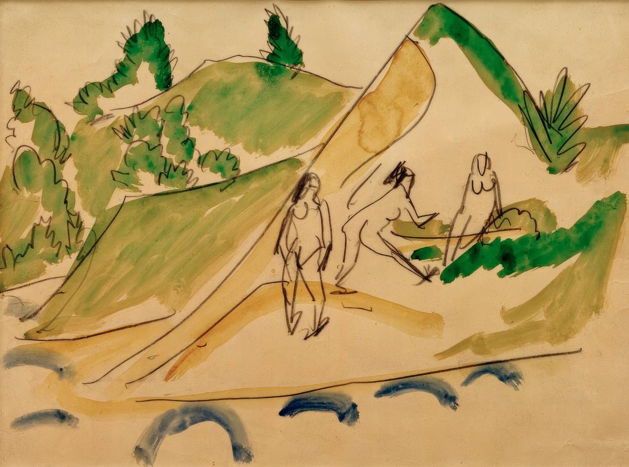 Badande vid sjön Moritzburg av Ernst Ludwig Kirchner