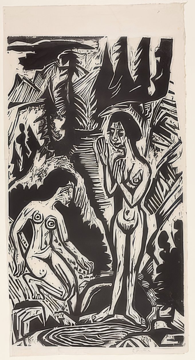 Badande i stenar. 1921 av Ernst Ludwig Kirchner