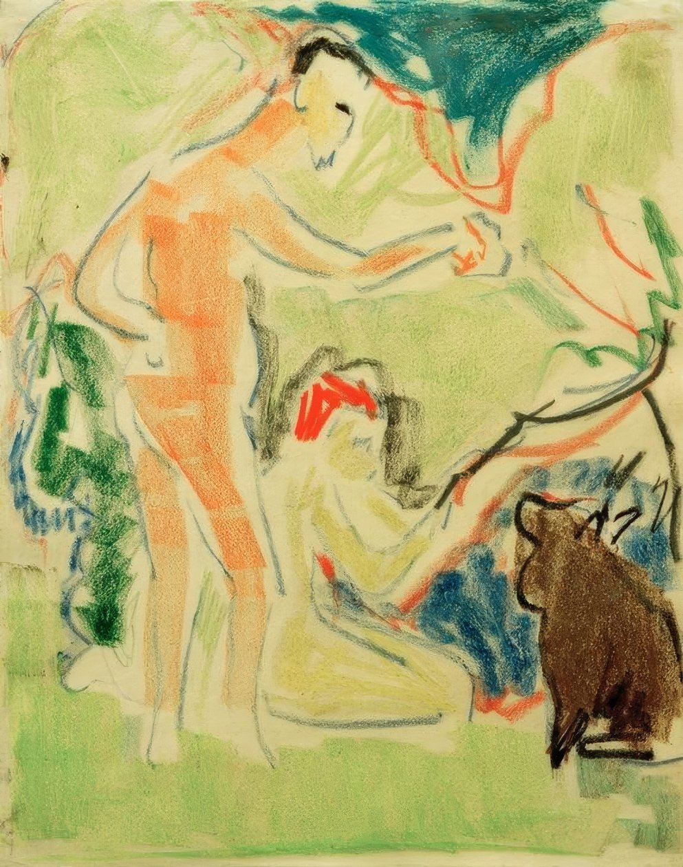 Badgäster med hundar i Moritzburg av Ernst Ludwig Kirchner