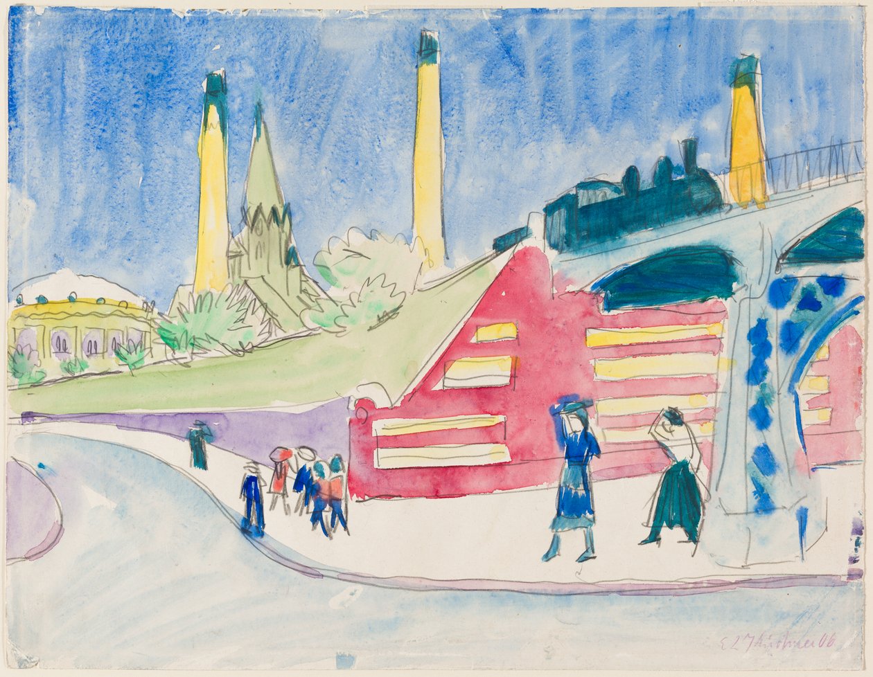 Järnvägsbank av Ernst Ludwig Kirchner