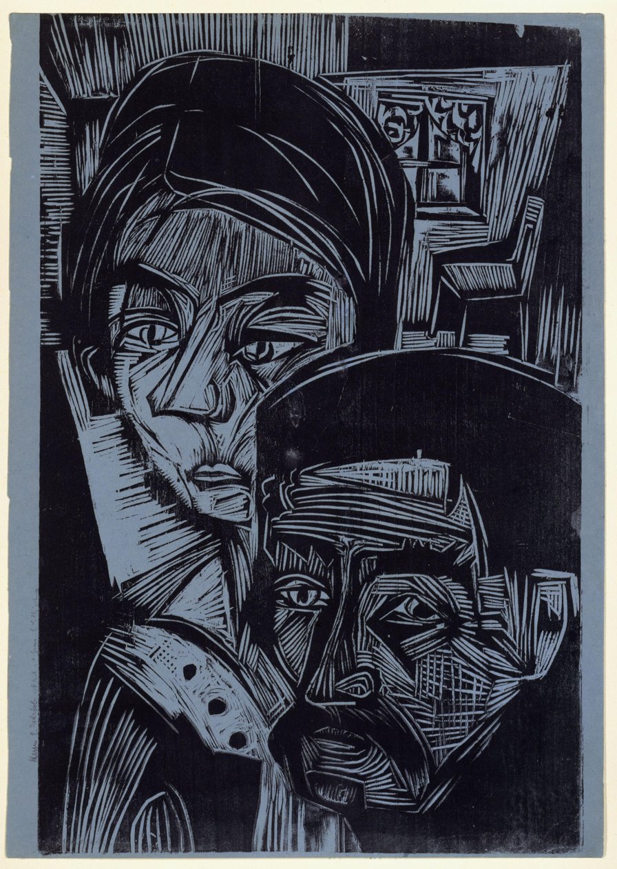 Ett bondpar i stugan (Andres och Annamargret Müller) av Ernst Ludwig Kirchner