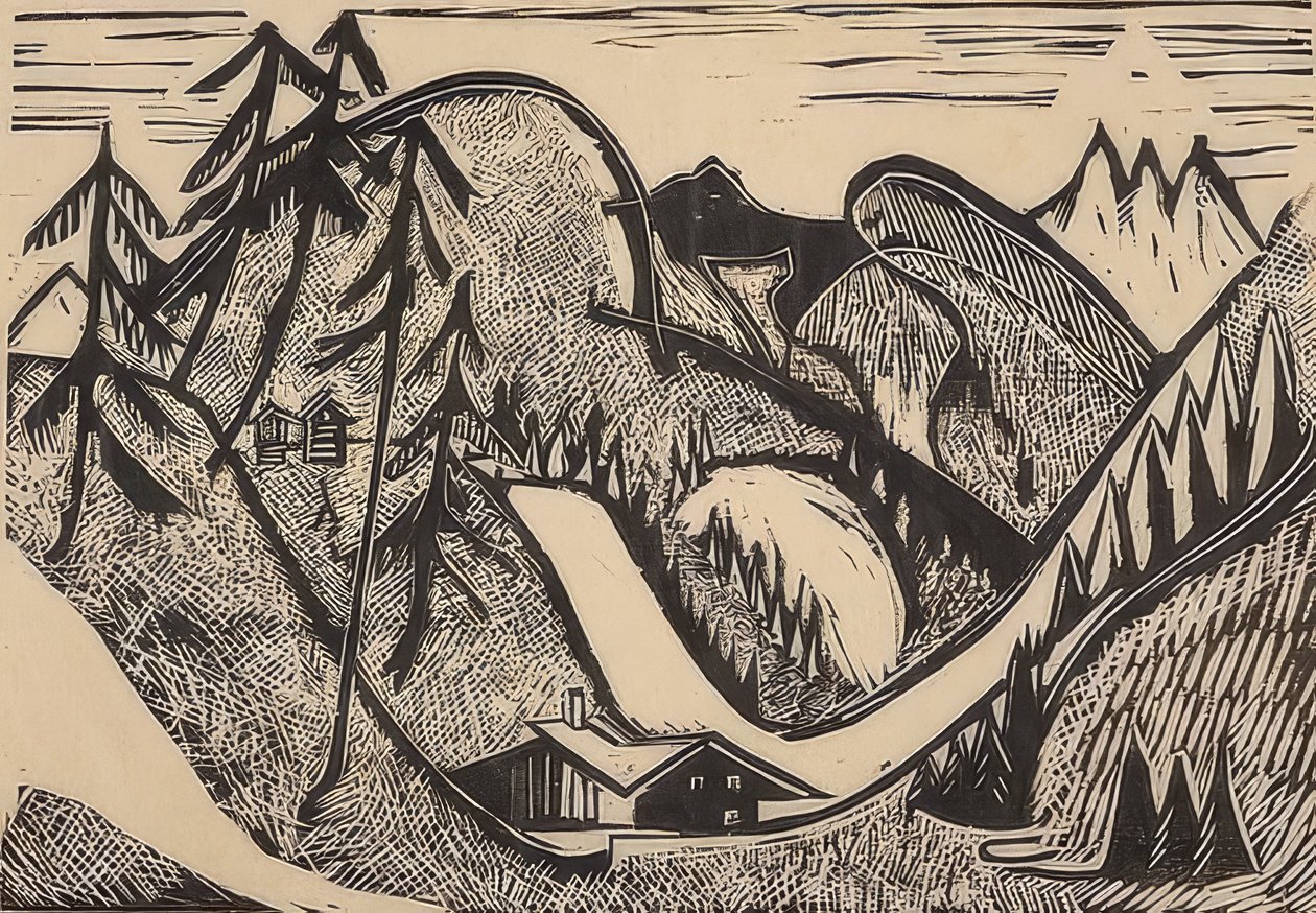 Berglandskap nära Glarus. 1933 av Ernst Ludwig Kirchner