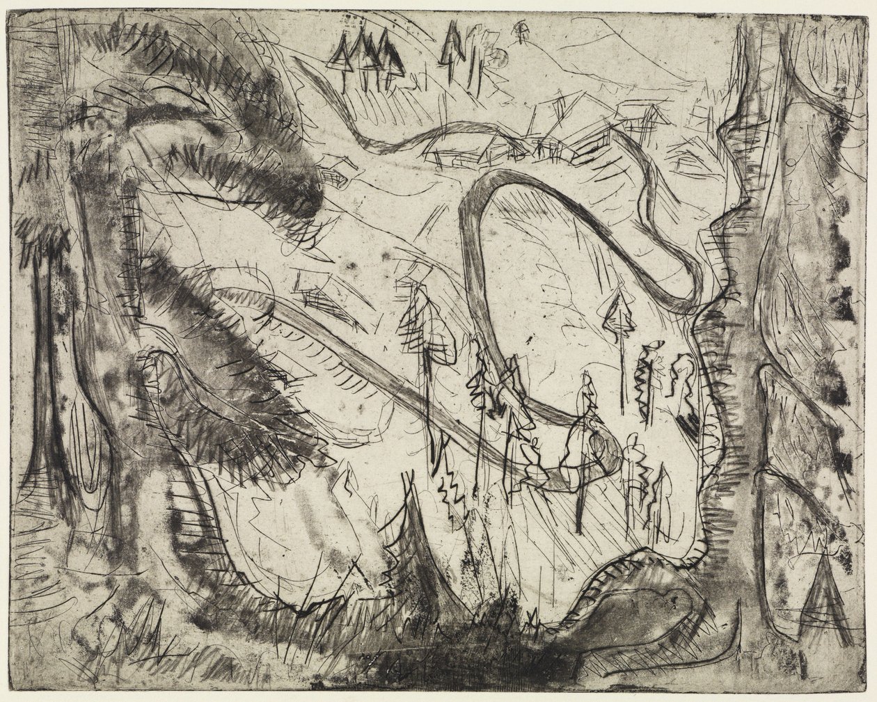 Bergsstig, sett uppifrån av Ernst Ludwig Kirchner