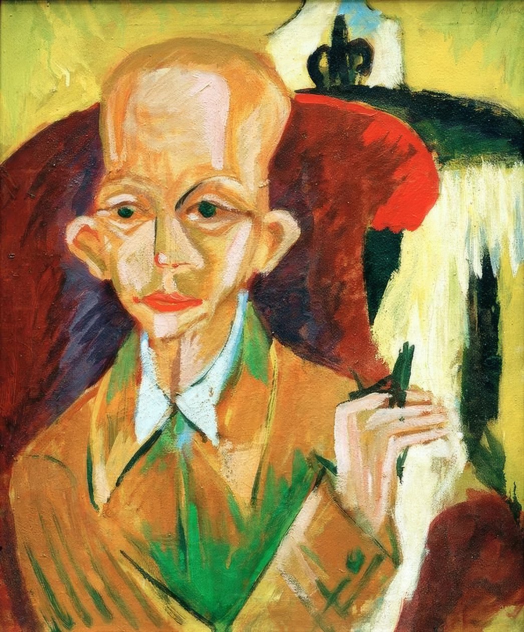 Porträtt av Oskar Schlemmer av Ernst Ludwig Kirchner