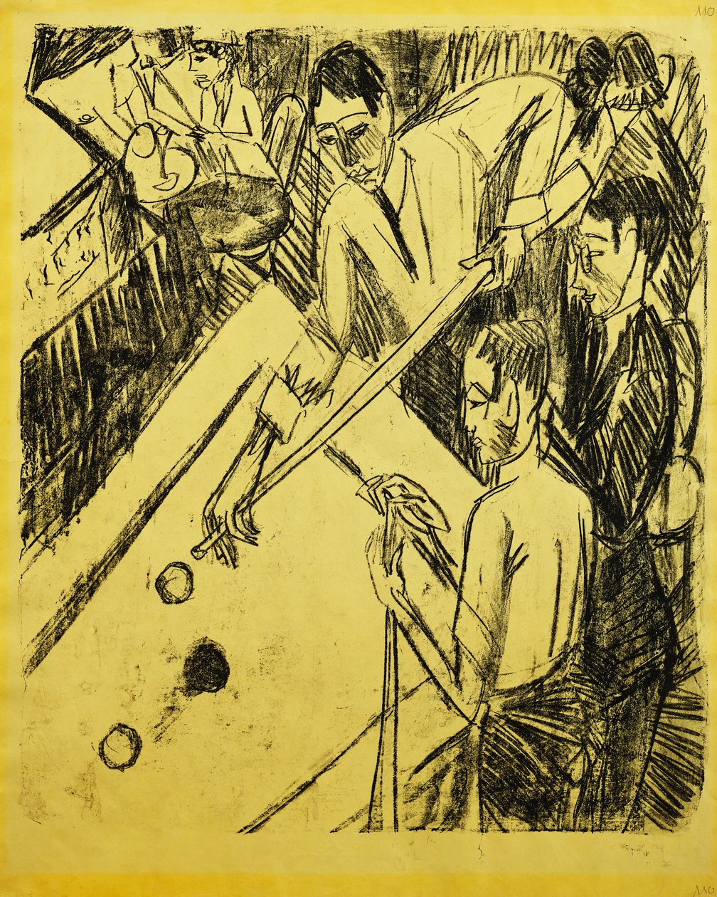 biljardspelare; Biljardspelare, 1915 av Ernst Ludwig Kirchner