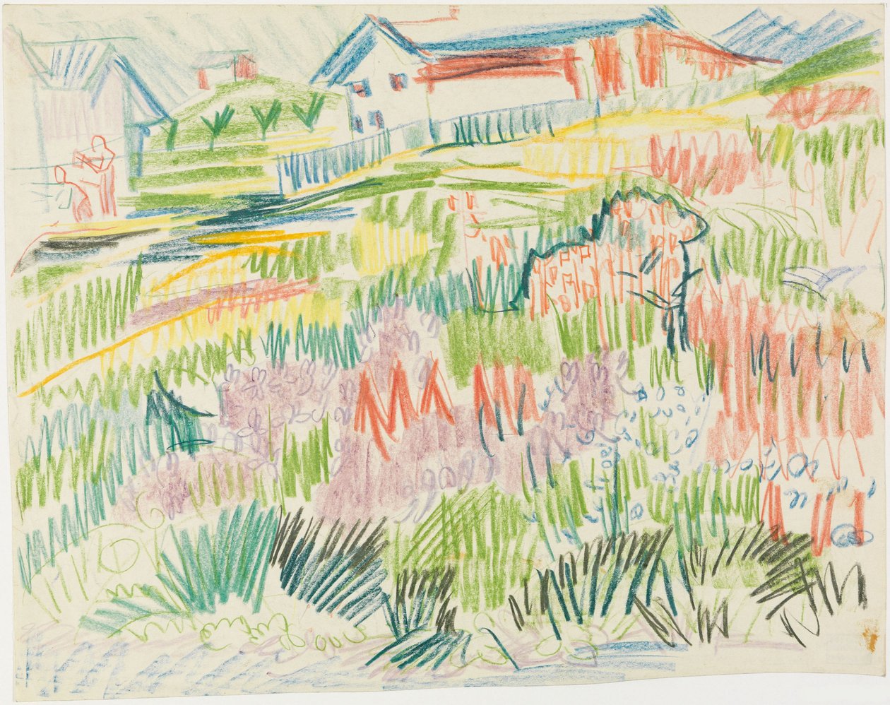 Blomsteräng med hus av Ernst Ludwig Kirchner