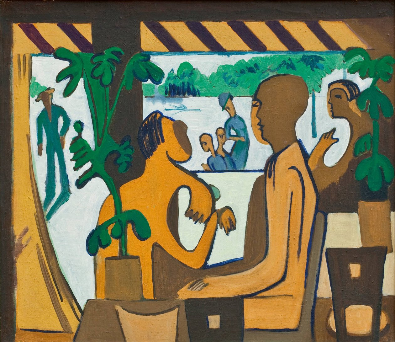 Bruna figurer på ett kafé, 1928-1929 av Ernst Ludwig Kirchner