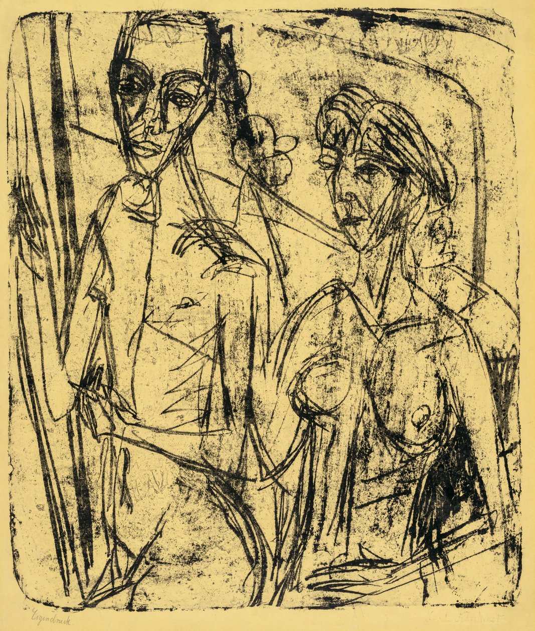 Par i rummet, naken man med kvinna av Ernst Ludwig Kirchner