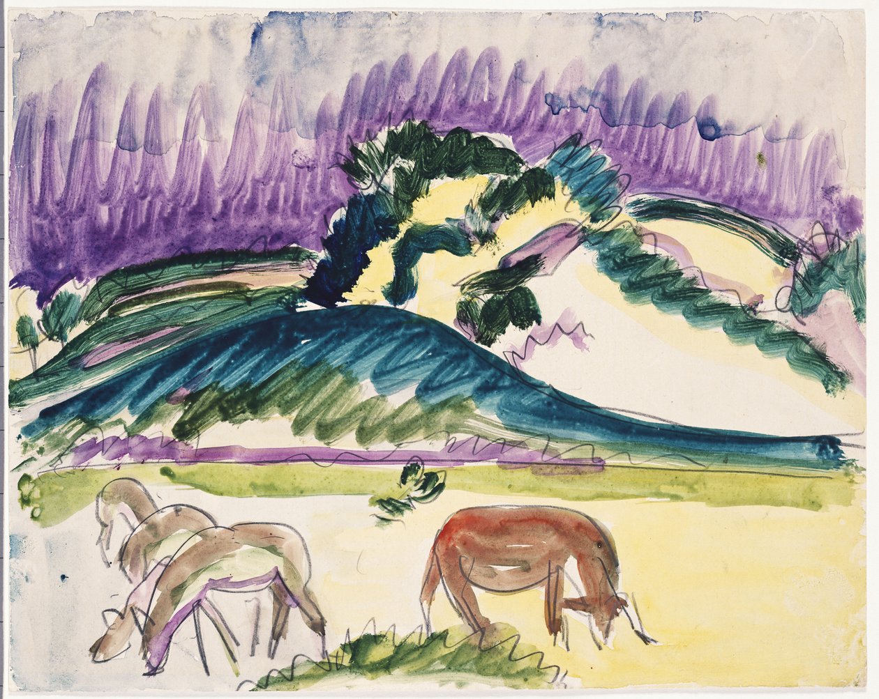 Kor i betesmarken vid sanddynerna, 1913 av Ernst Ludwig Kirchner