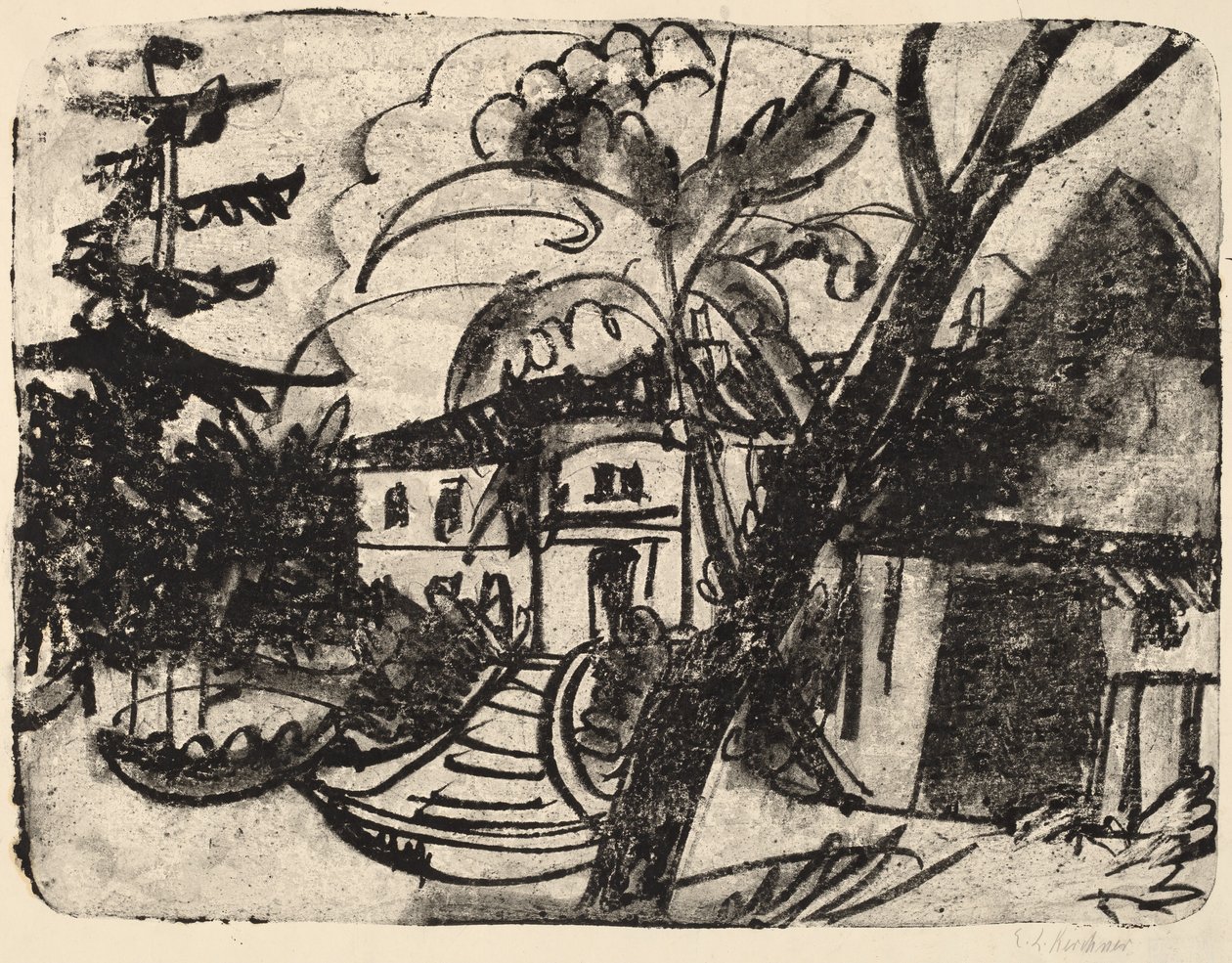 Dansk gård med herrgård av Ernst Ludwig Kirchner