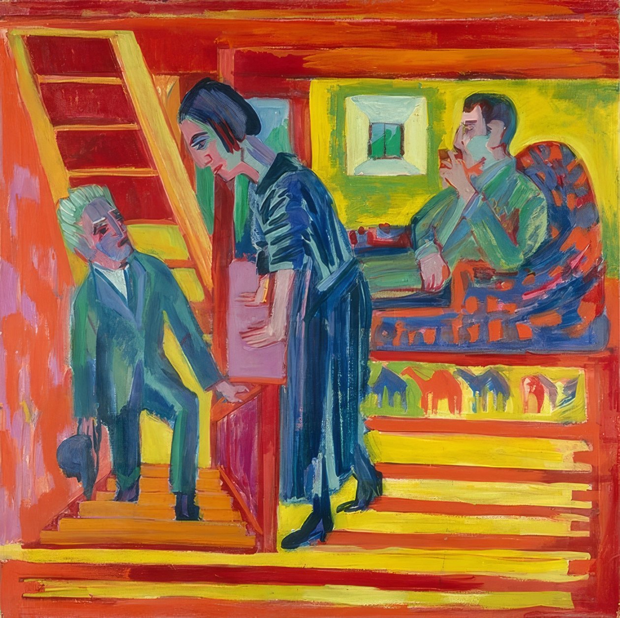 Besöket - par och nykomling. 1922 av Ernst Ludwig Kirchner