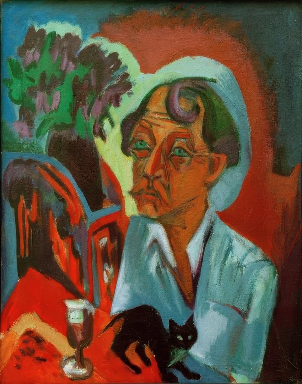 Målaren Stirner med en katt av Ernst Ludwig Kirchner