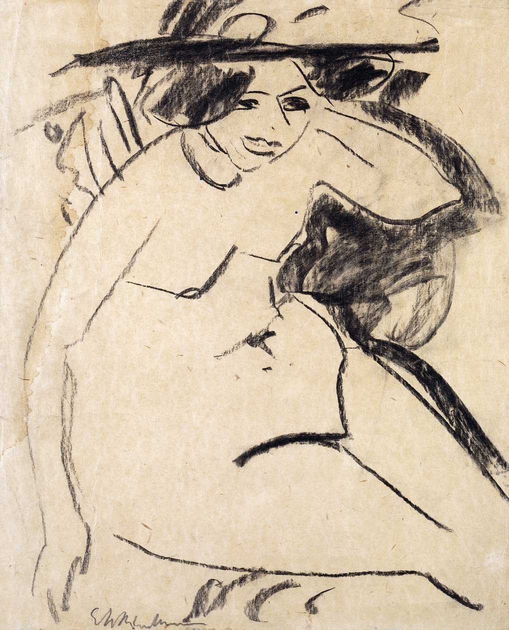 Dido med hatt; Dido mit Hut, ca 1909 av Ernst Ludwig Kirchner