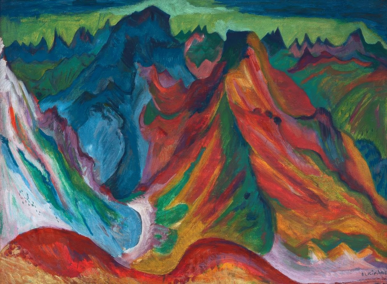 Bergen Weissfluh och Schafgrind av Ernst Ludwig Kirchner