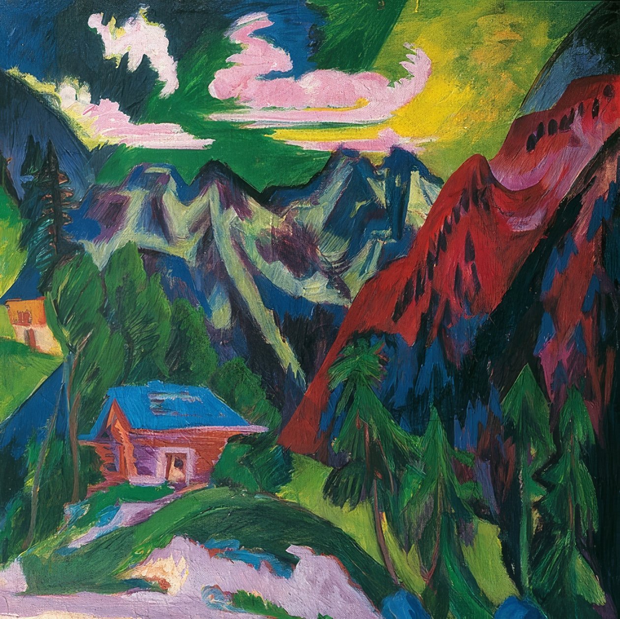 Klosters bergen. Omkring 1923 av Ernst Ludwig Kirchner