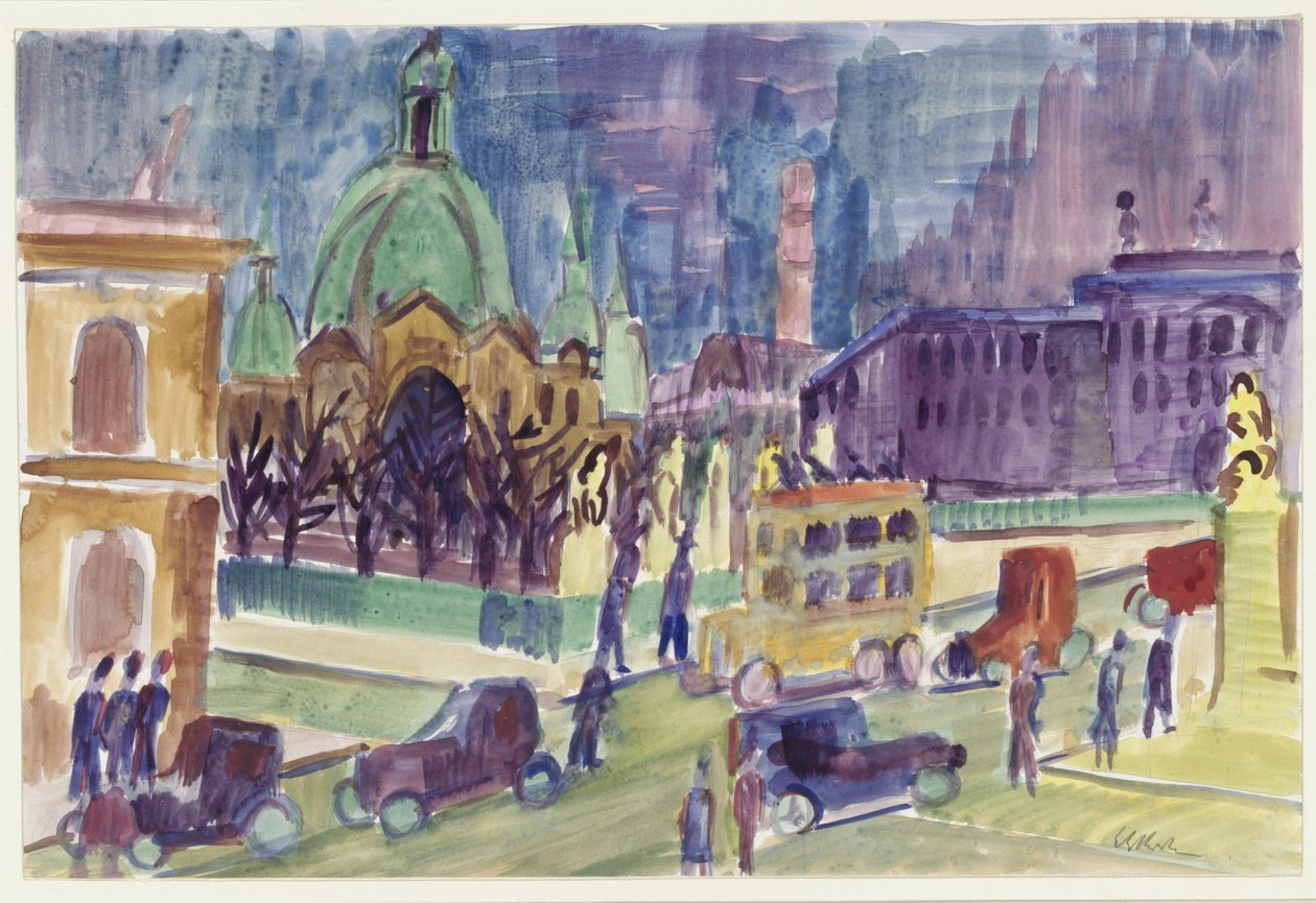 Katedralen, slottet och slottbron i Berlin av Ernst Ludwig Kirchner