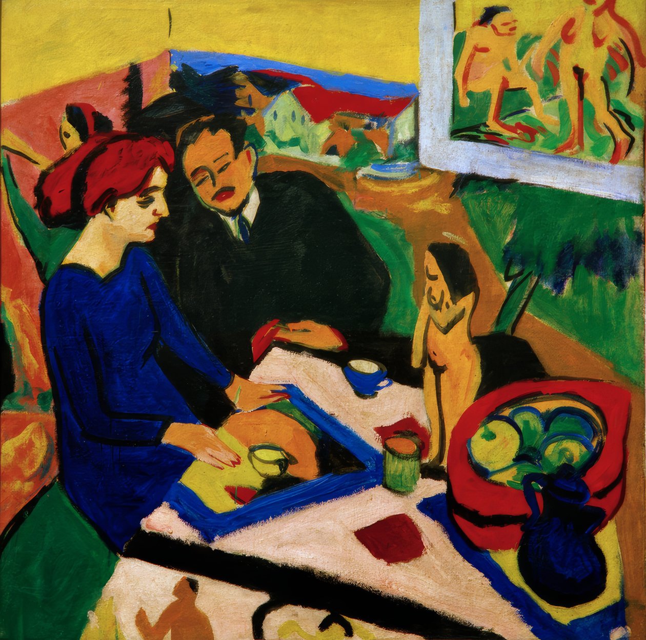 Doris och Heckel vid bordet av Ernst Ludwig Kirchner
