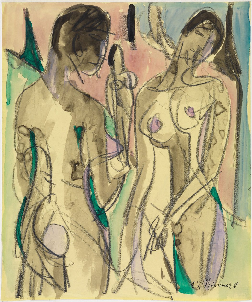 Tre akter i skogen av Ernst Ludwig Kirchner
