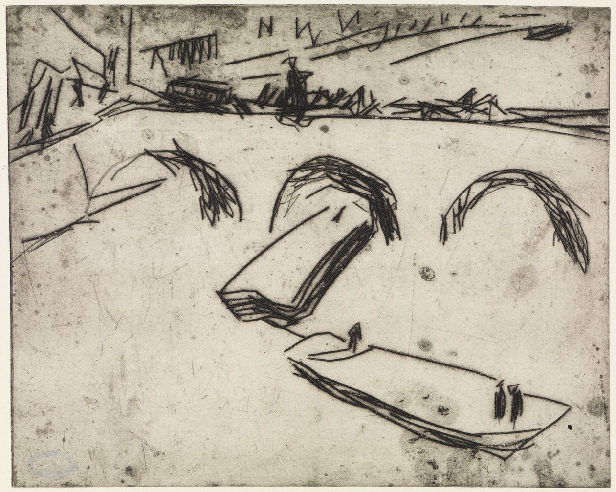 Tre artister som tränar på ringarna/Bron vid Kronprinzenufer, Berlin av Ernst Ludwig Kirchner