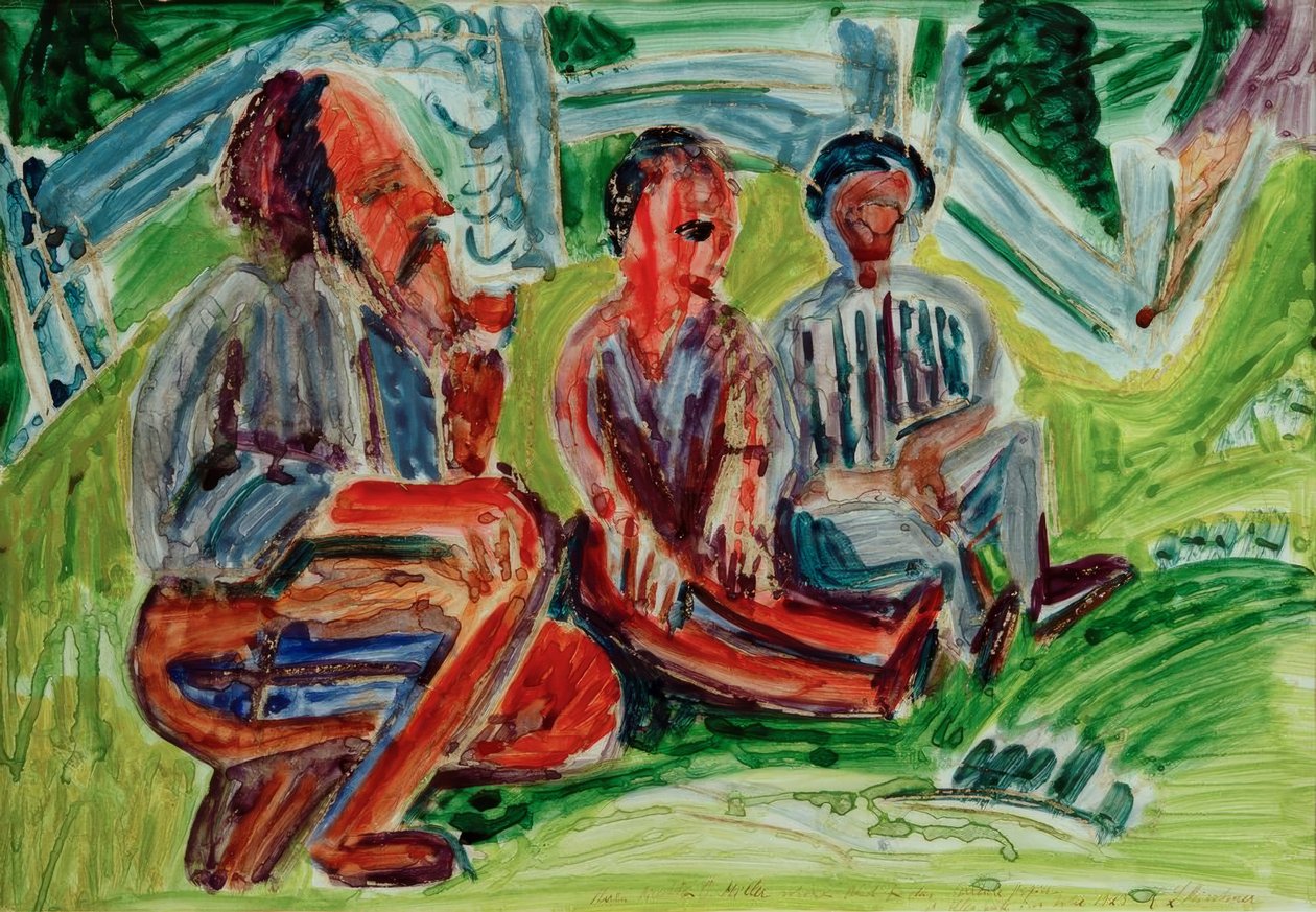Tre bönder på ängen av Ernst Ludwig Kirchner