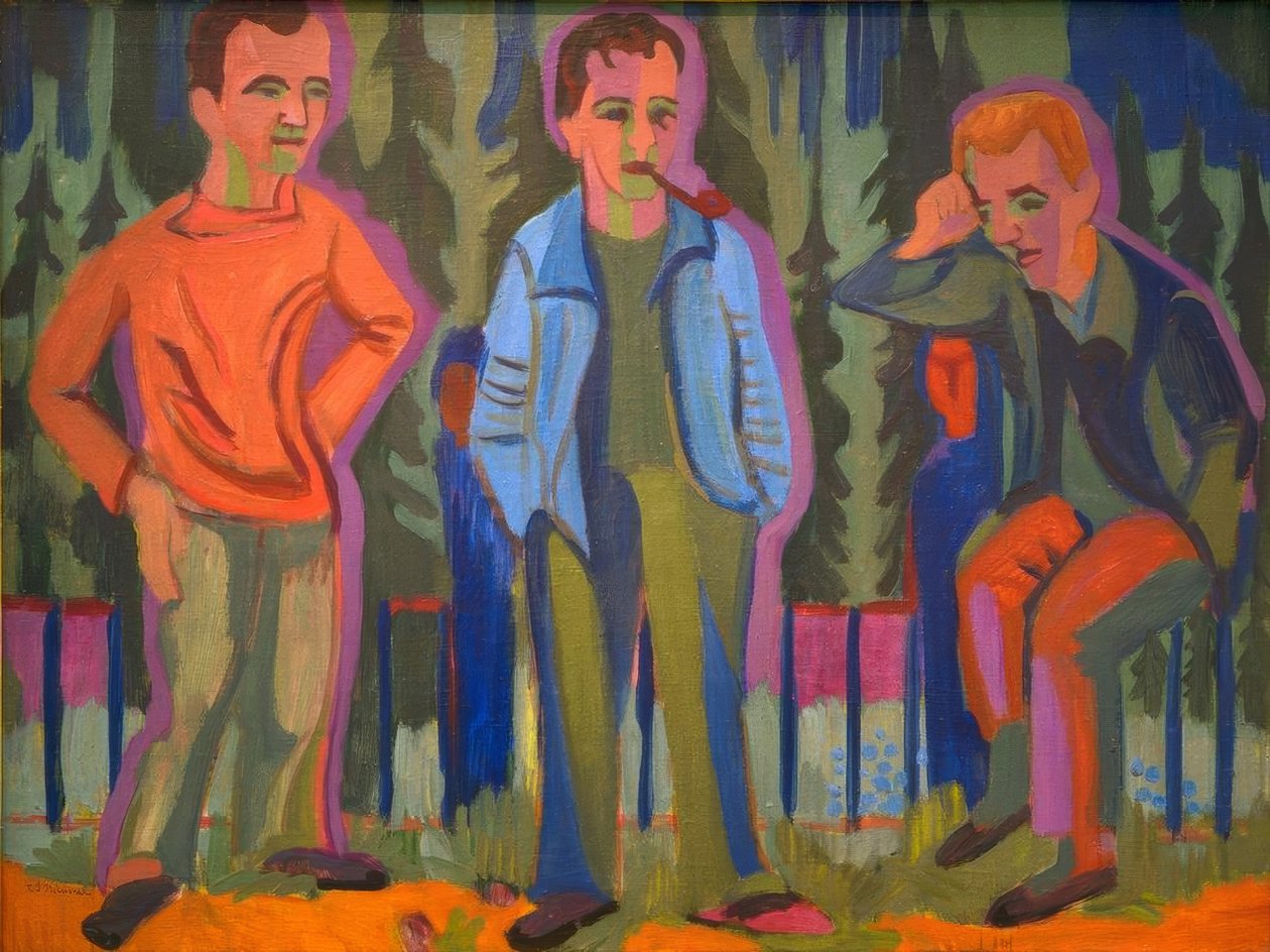 Tre konstnärer: Hermann Scherer, Kirchner, Paul Camenisch av Ernst Ludwig Kirchner