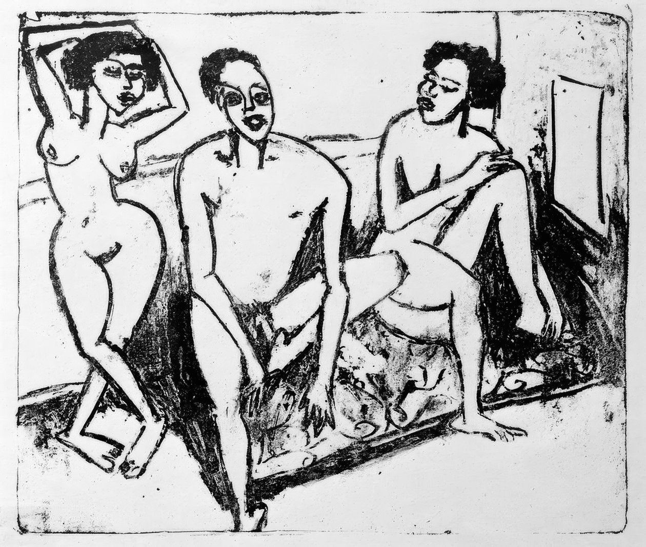 Tre svarta naken av Ernst Ludwig Kirchner