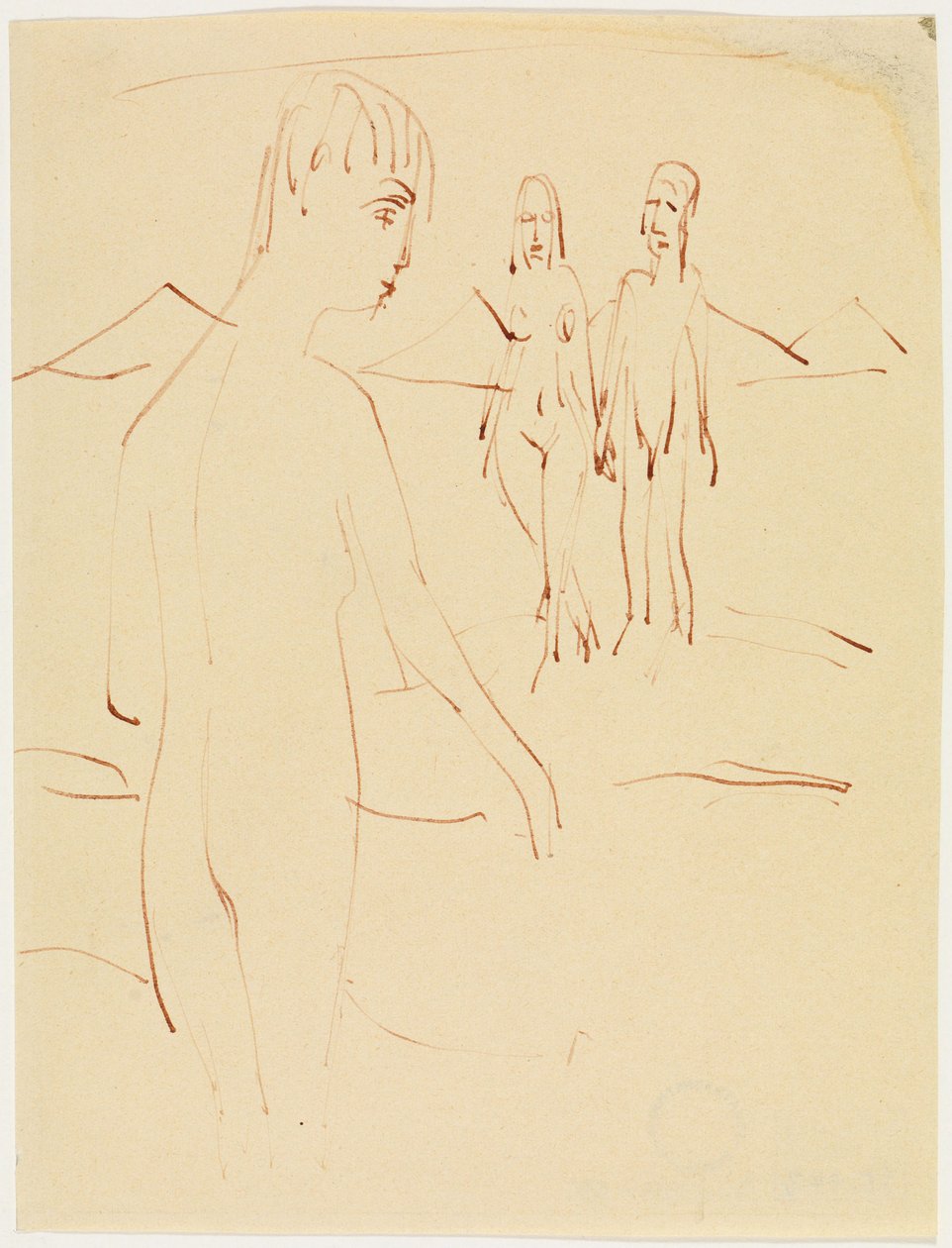 Tre stående figurer utomhus av Ernst Ludwig Kirchner
