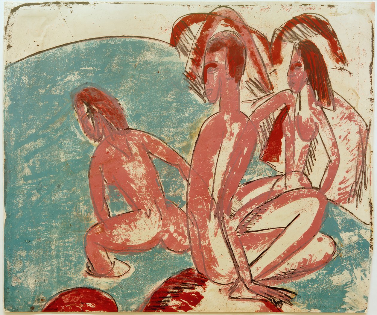 E.L. Kirchner, tre badgäster på stenar av Ernst Ludwig Kirchner