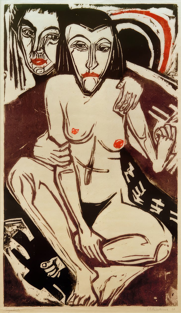 E.L. Kirchner, Melankoli (självporträtt med Erna) av Ernst Ludwig Kirchner