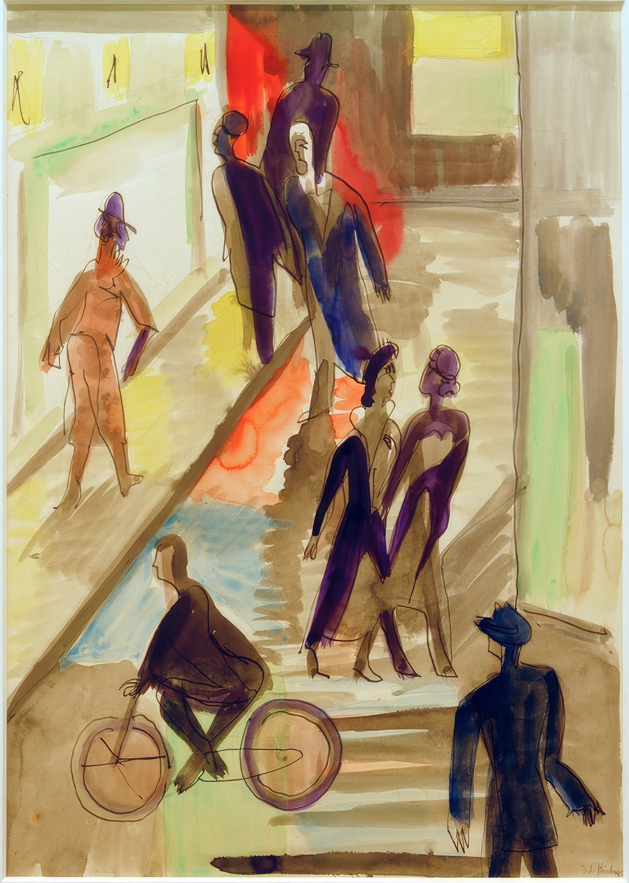 E.L. Kirchner, gatubild med en cykel av Ernst Ludwig Kirchner