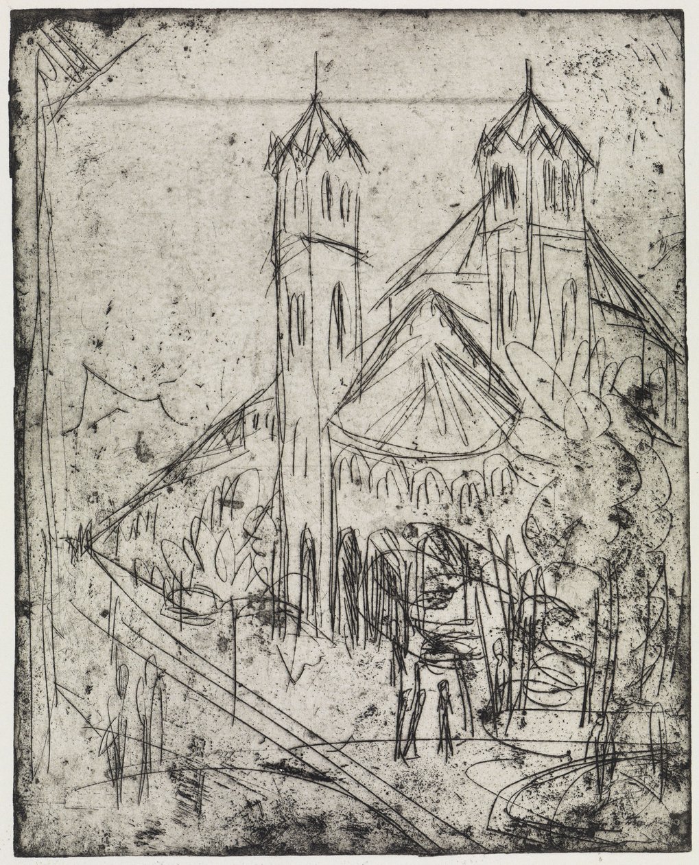Hörn vid vinterträdgården/Sankt Gereons kyrka i Köln I av Ernst Ludwig Kirchner