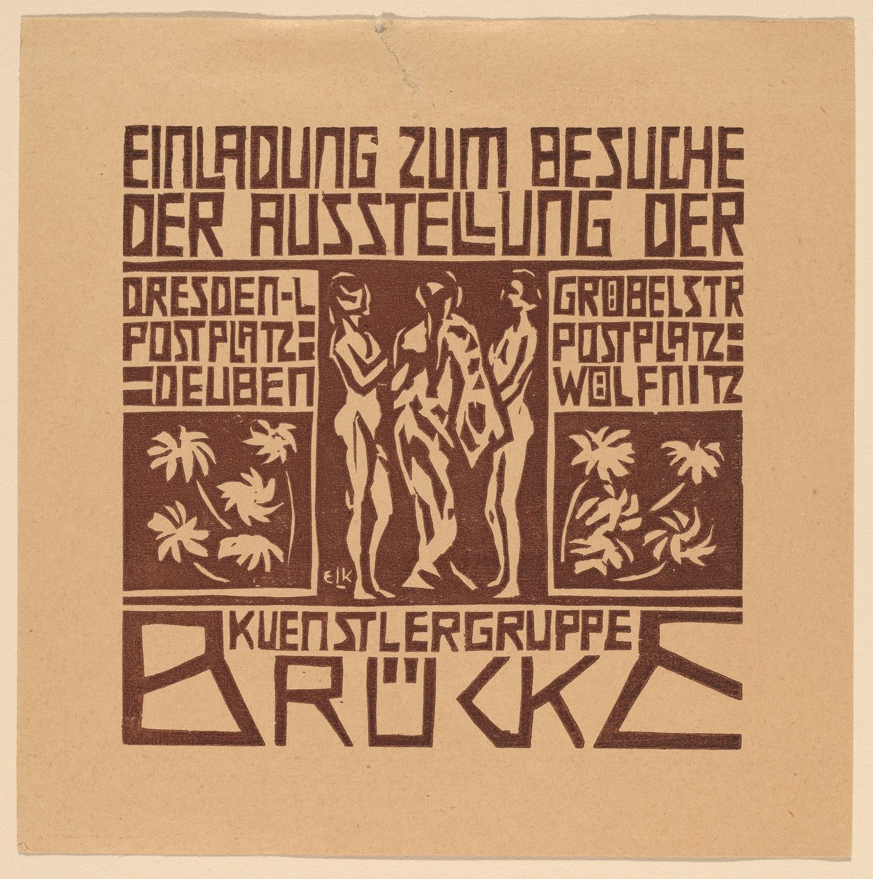 Inbjudan till en utställning av Konstnärsgruppen Brücke av Ernst Ludwig Kirchner