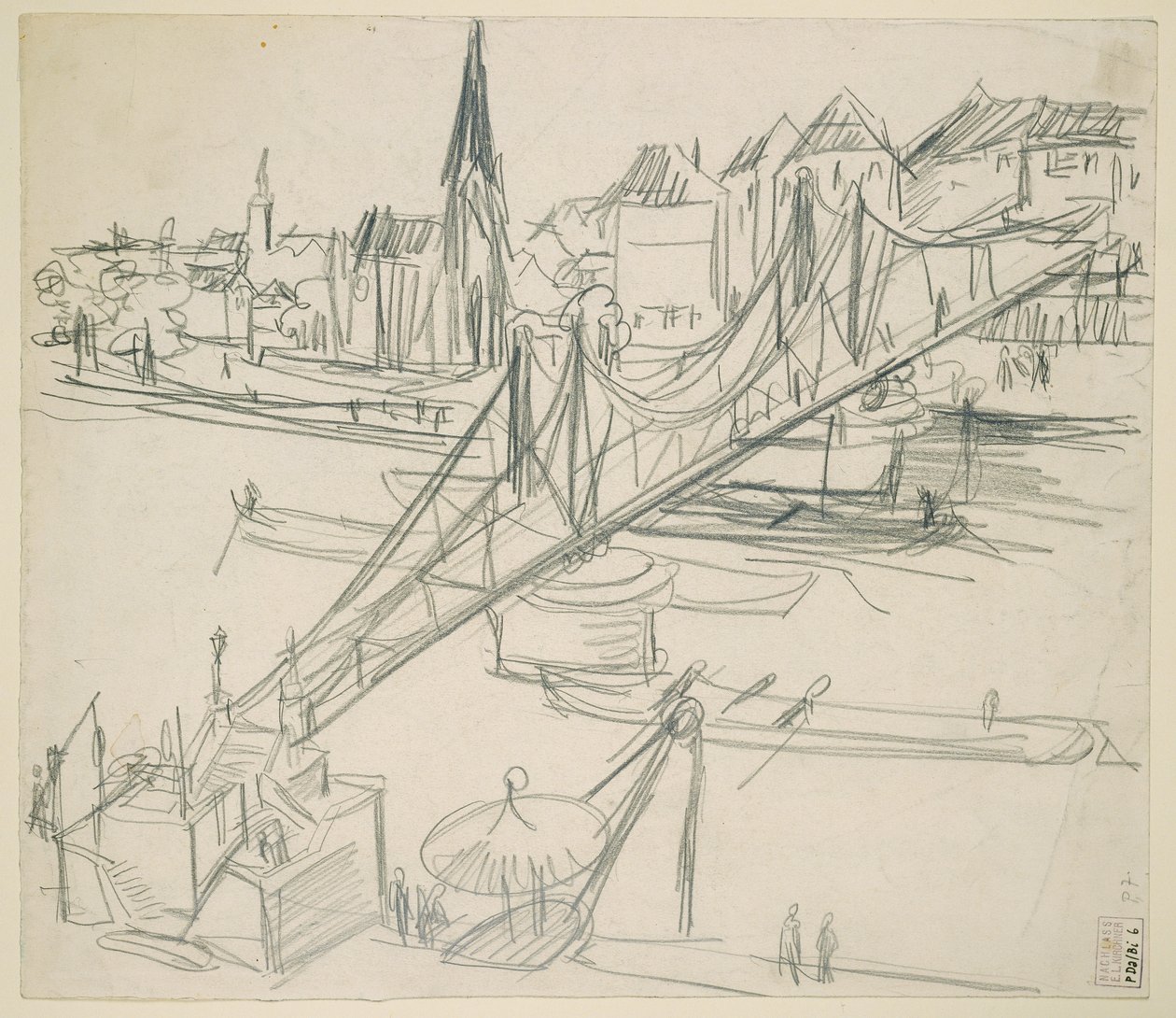 "Eiserner Steg" i Frankfurt am Main med utsikt över Sachsenhausen av Ernst Ludwig Kirchner