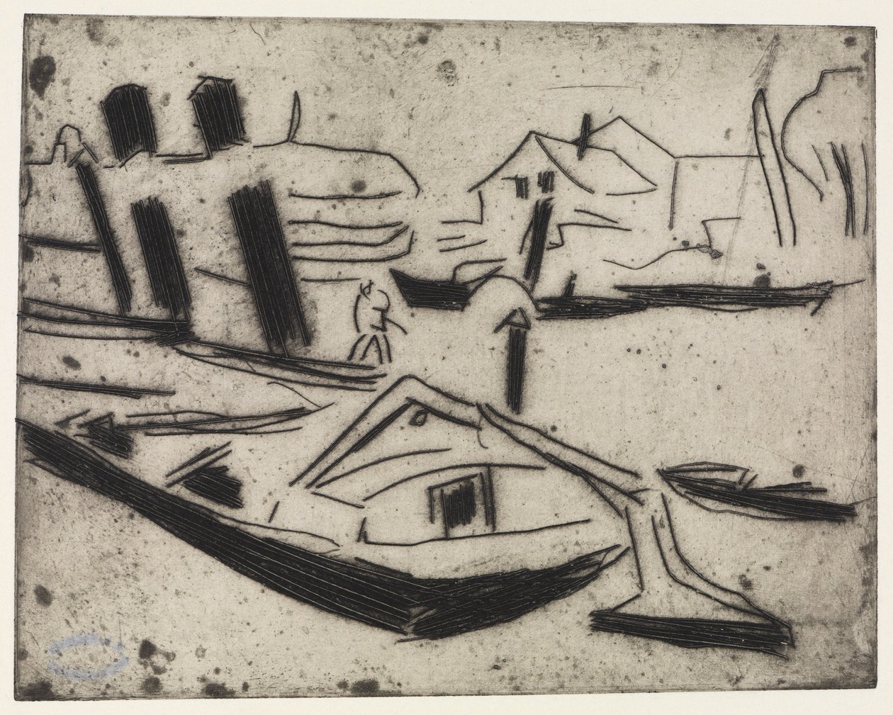 Elbzille med kedjedragningsmaskin av Ernst Ludwig Kirchner