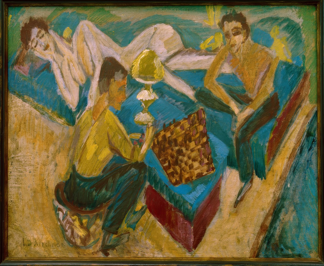 Erich Heckel och Otto Mueller vid Chess II av Ernst Ludwig Kirchner