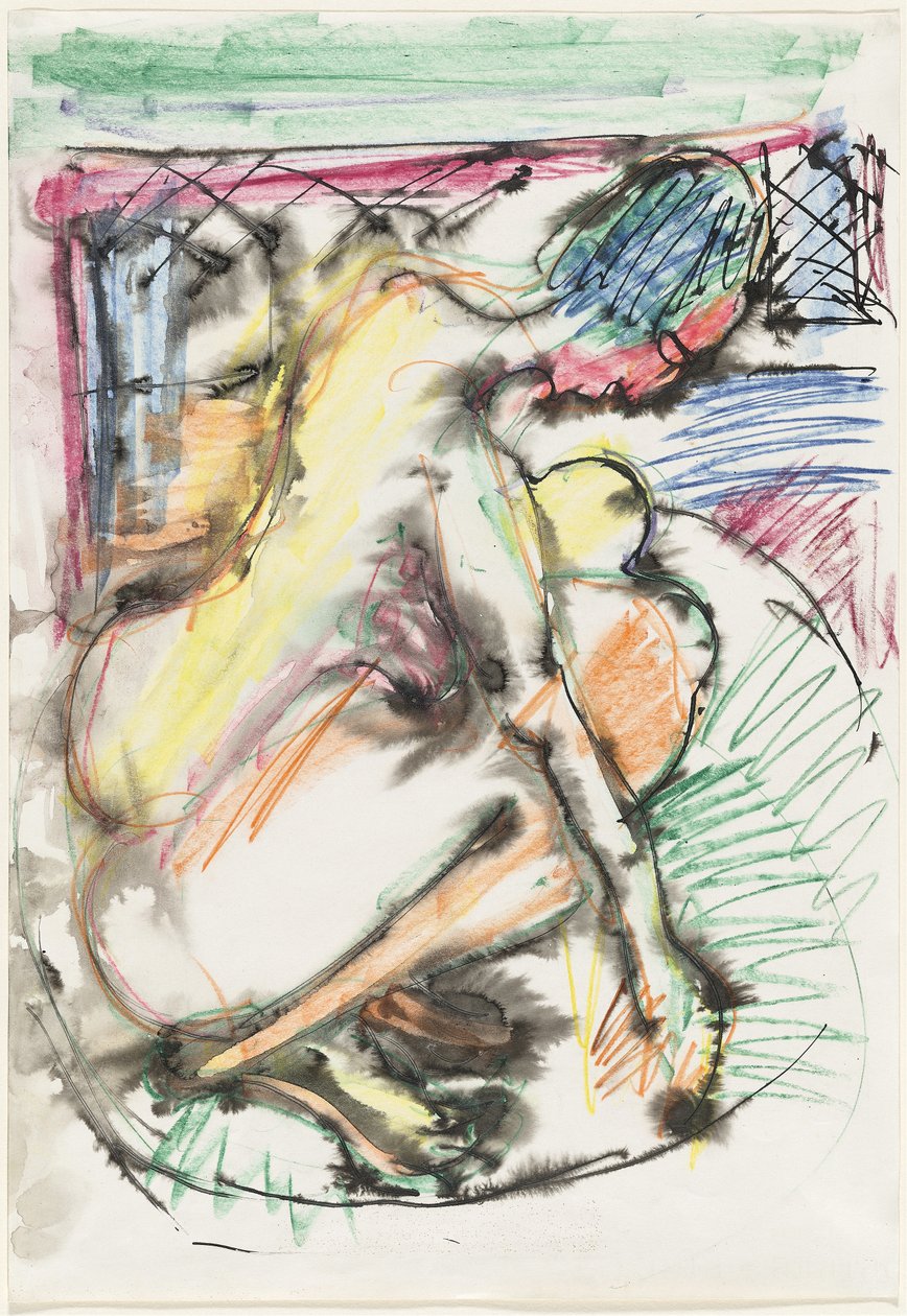 Erna badar i badkar av Ernst Ludwig Kirchner