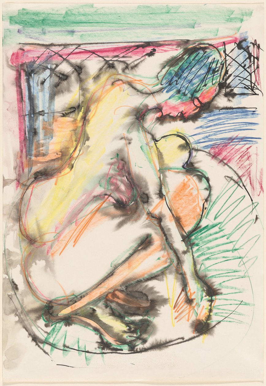 Erna badar i badkar av Ernst Ludwig Kirchner