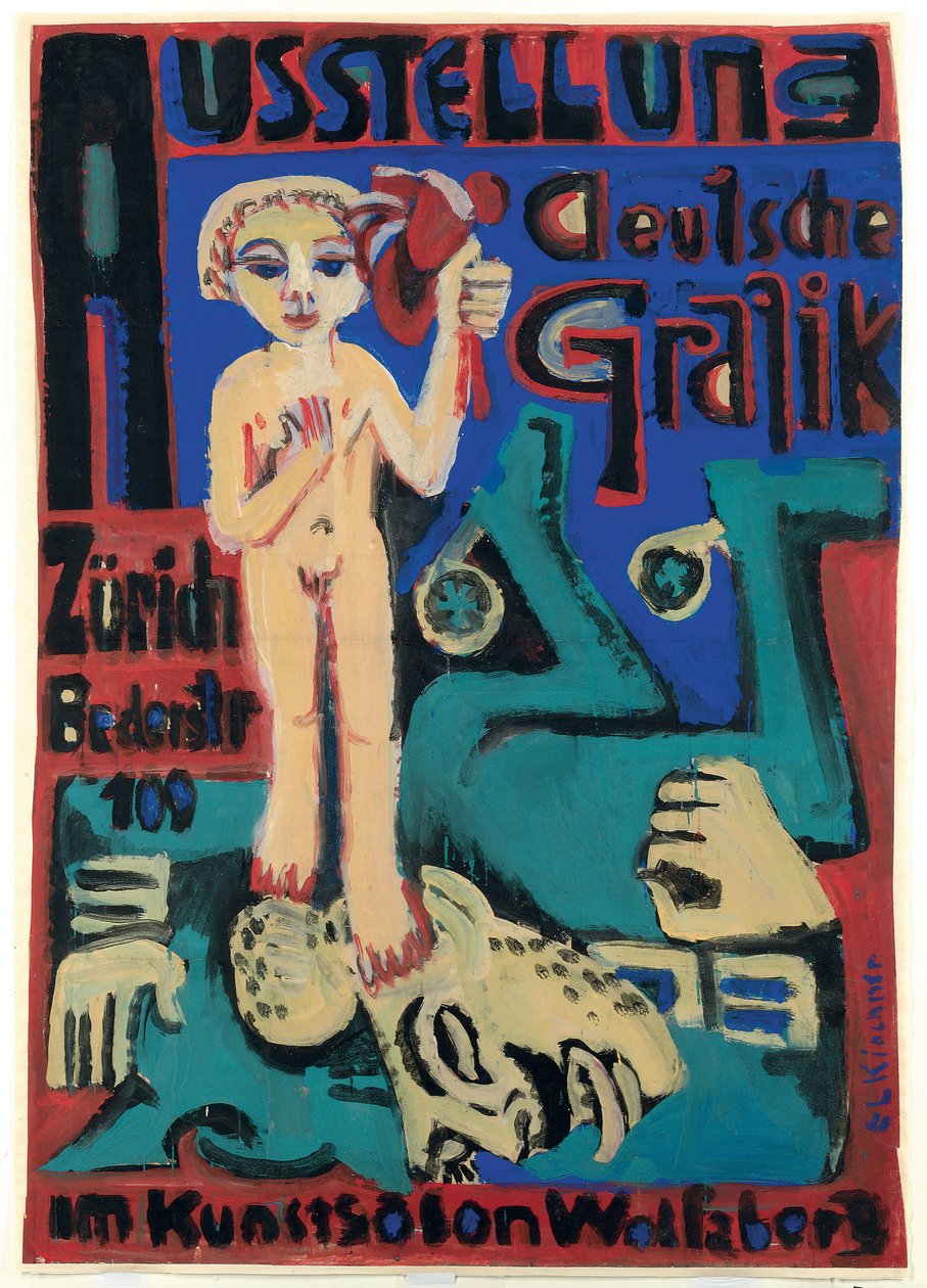 Utställning av tysk grafik på Kunstsalon Wolfsberg; Utställning av tysk grafik i Kunstsalon Wolfsberg, ca 1921-1923 av Ernst Ludwig Kirchner