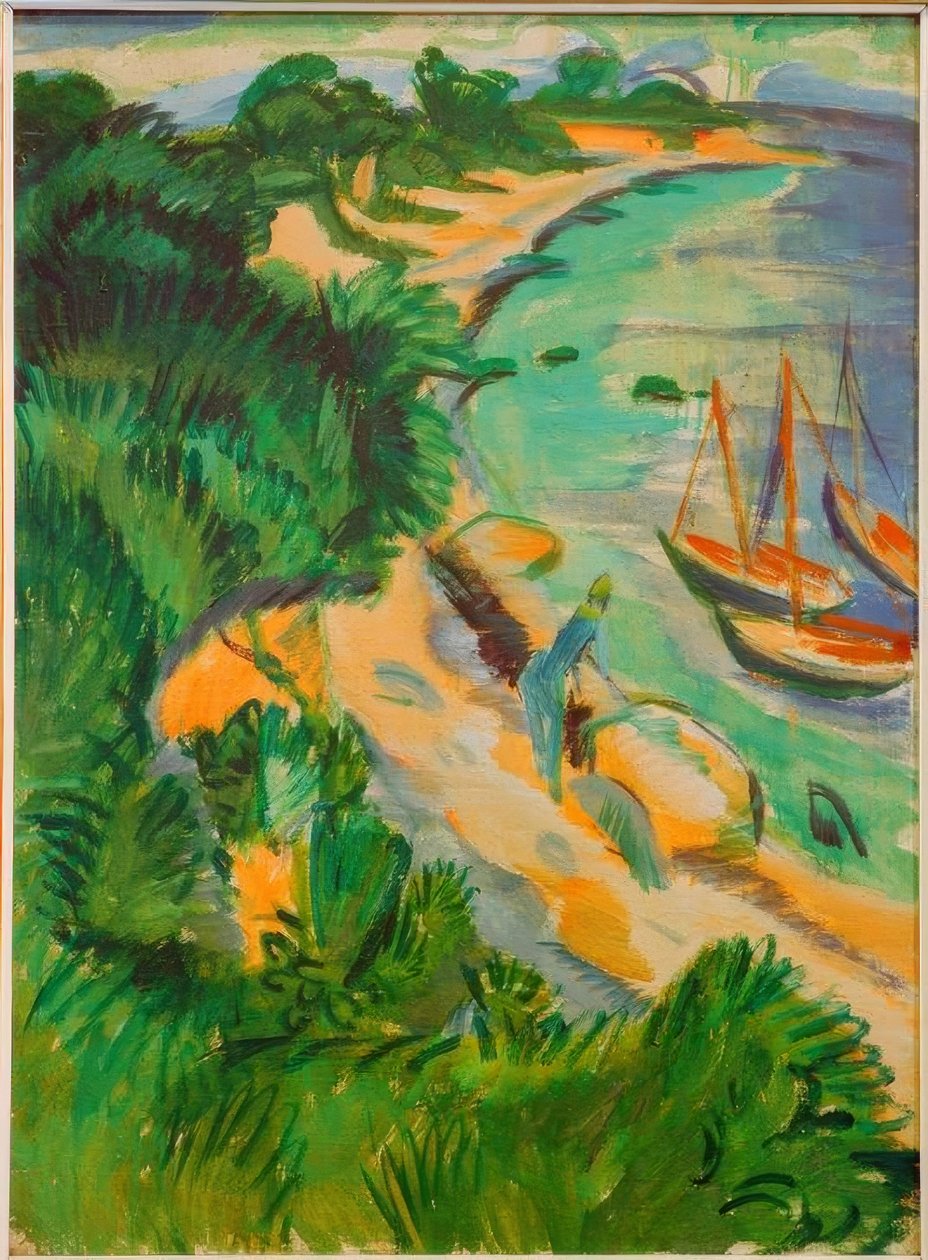 Fehmarn Bay med båtar av Ernst Ludwig Kirchner