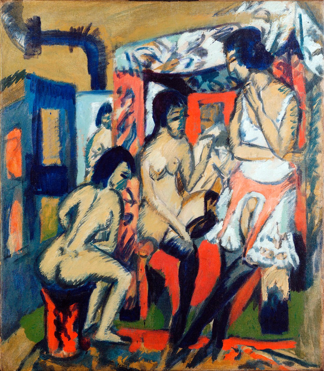 Nakna kvinnor i en studio - Målning av Ernst Ludwig Kirchner (1880-1938) av Ernst Ludwig Kirchner