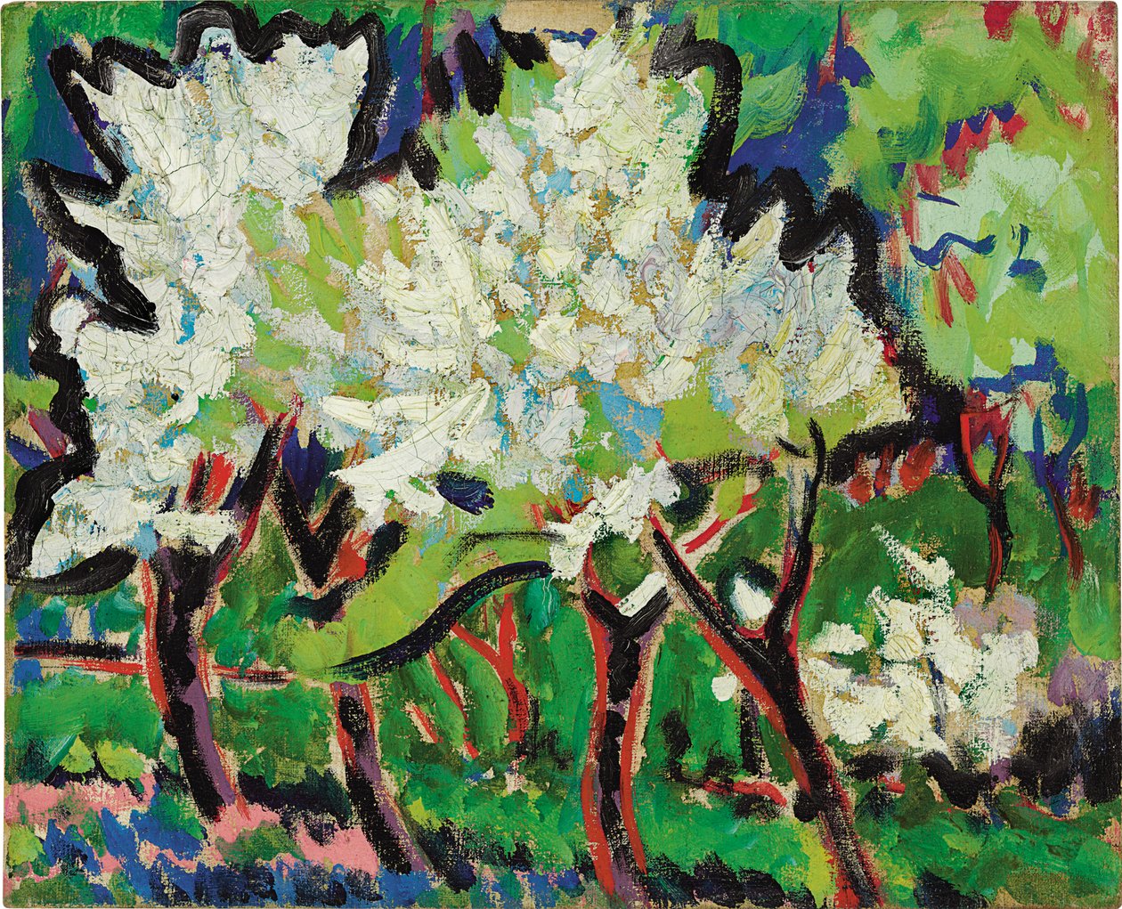 Blommande träd IV; Bluhende Baume IV, 1909 av Ernst Ludwig Kirchner