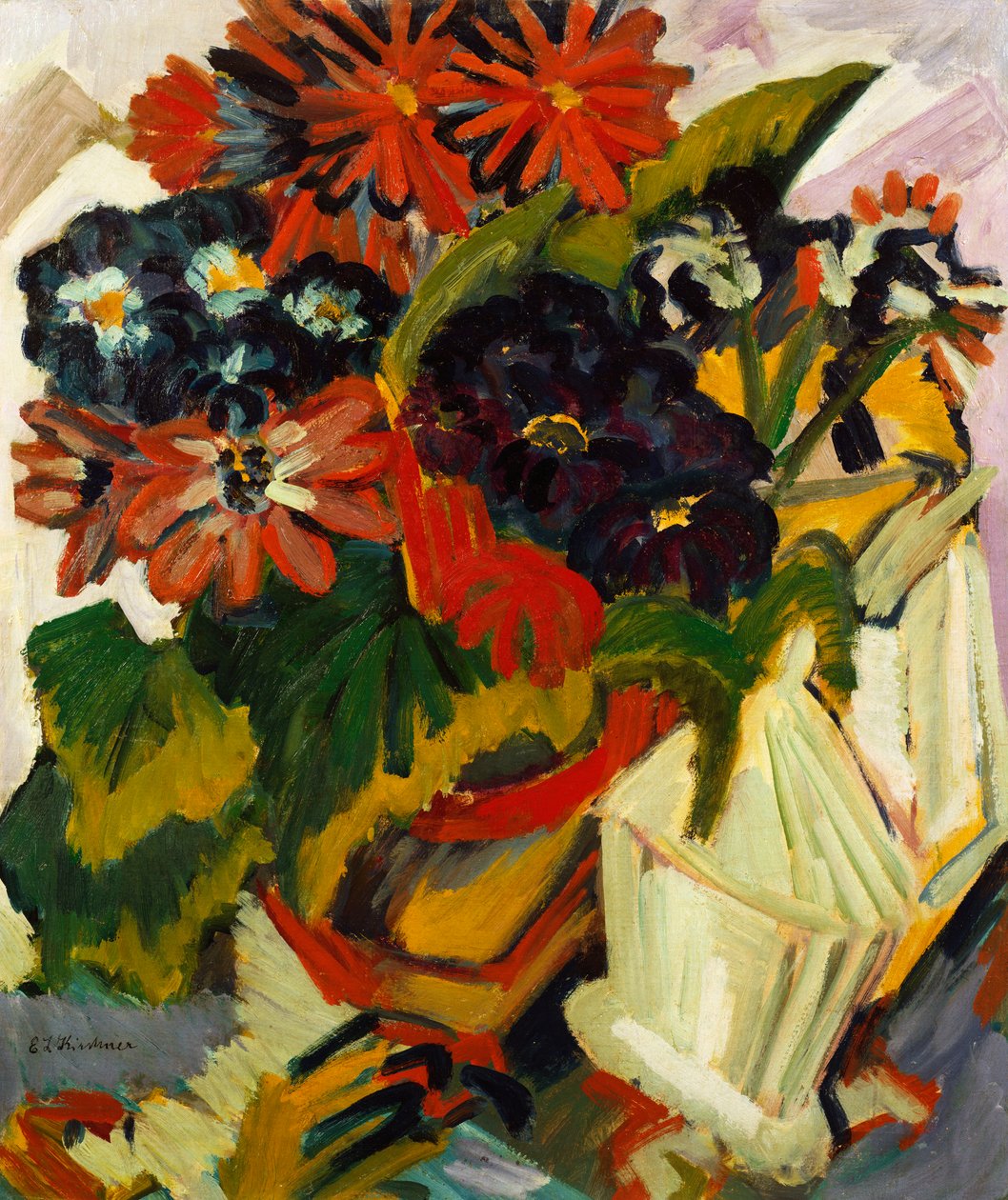 Blomkruka och sockerskål, 1918-19 av Ernst Ludwig Kirchner